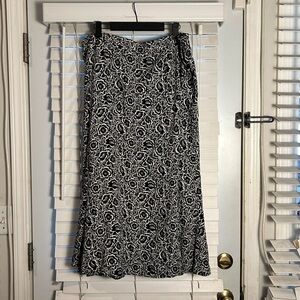 Jacque & Koko  Black White Floral Midi Skirt Scarf Set Women’s 22-24 Plus Size